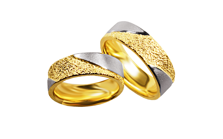 05315+05316-wedding rings, yellow and white gold 750